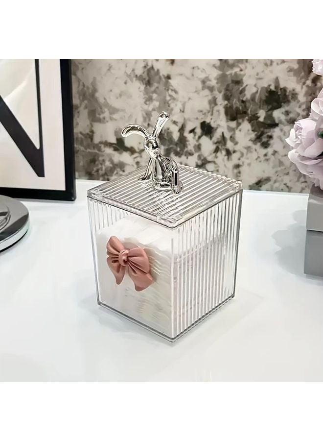 Double Compartment Bunny Ears Makeup Organizer With Bow Lid 1 Grid Model - Image 5